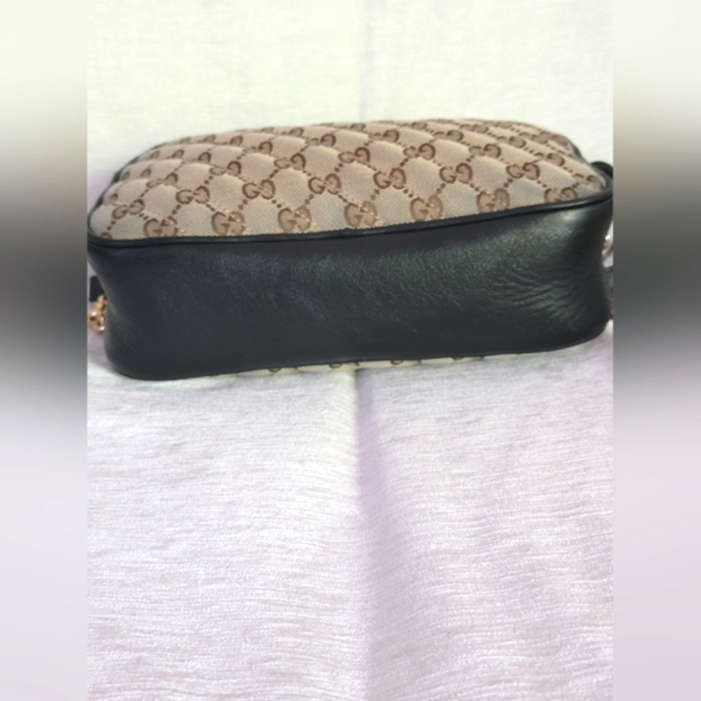 Auth💞Gucci Marmont Beige and Black Crossbody Bag - Picture 3 of 8